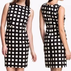 SZ2 Kate Spade Lorelei Dress checkered stretch cotton sheath black white